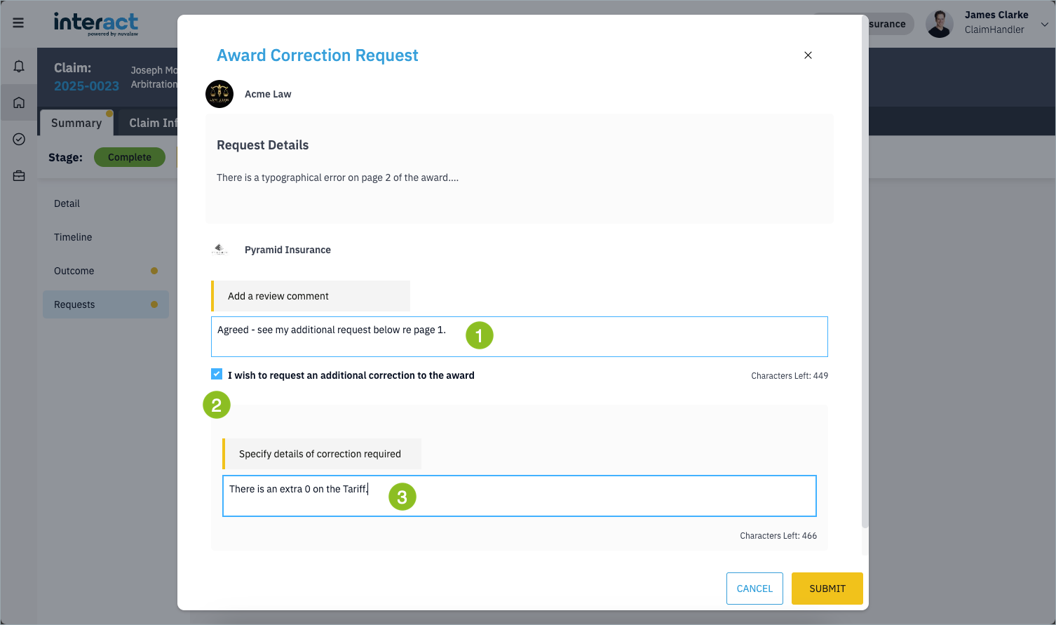 Additional Correction Request