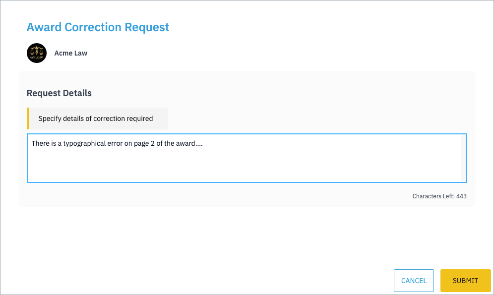 Correction Request